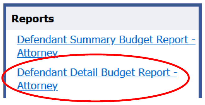 Defendant Detail Budget Report Link